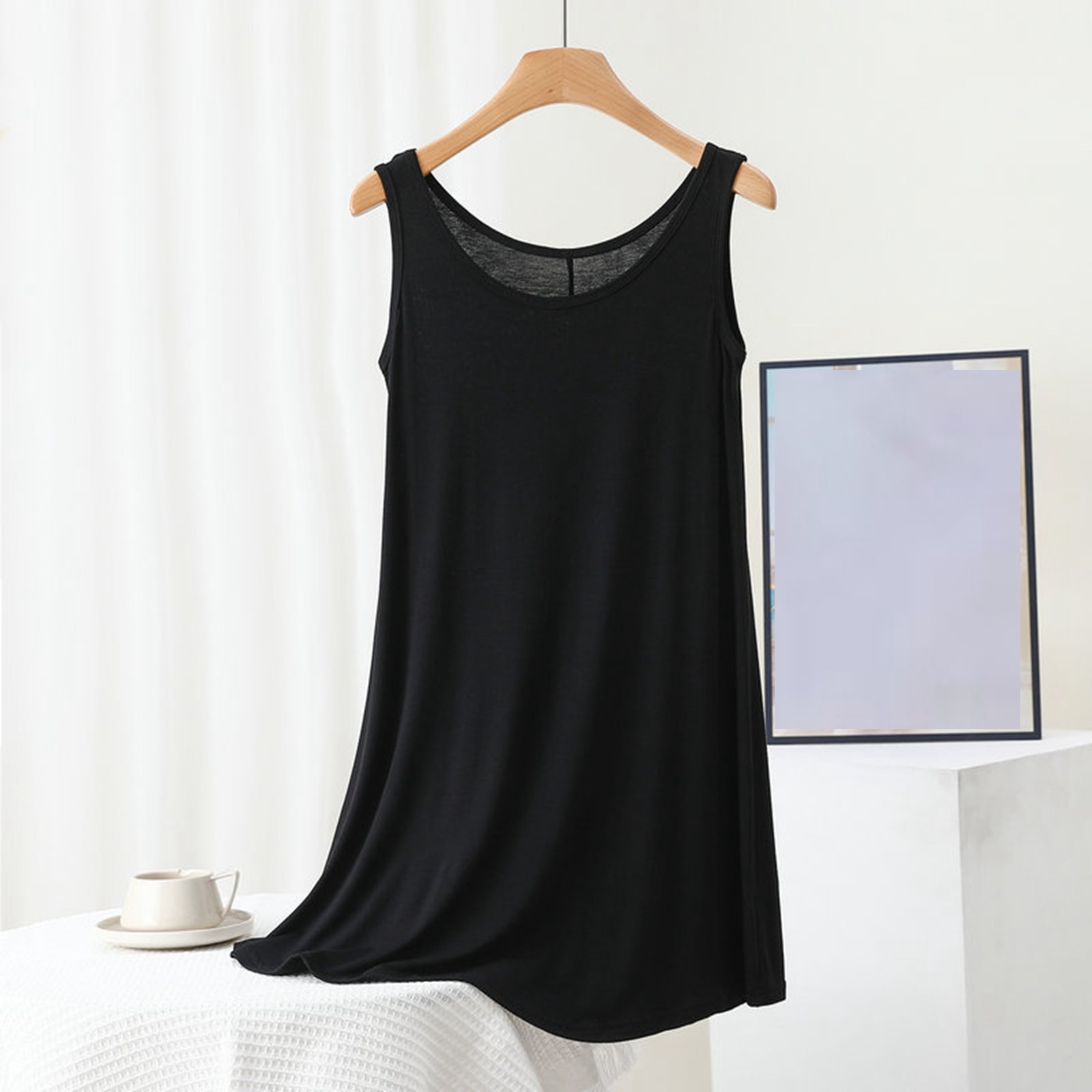 thumbnail image 2 of Vestido informal sin mangas y cuello redondo para mujer - Poliéster, color liso, tallas M-XXL, primavera/verano, hogar/ocio, 2 of 8